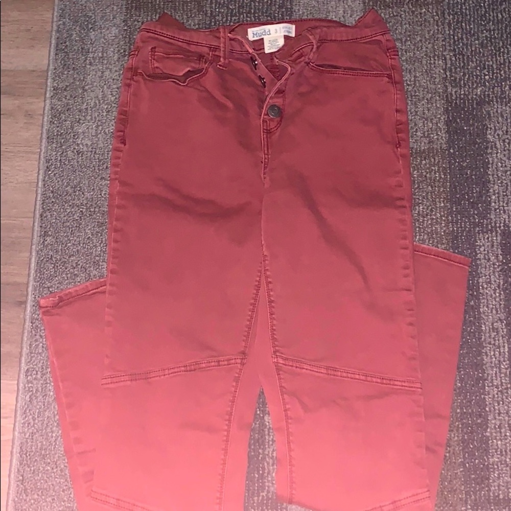 maroon colored jeans size 3